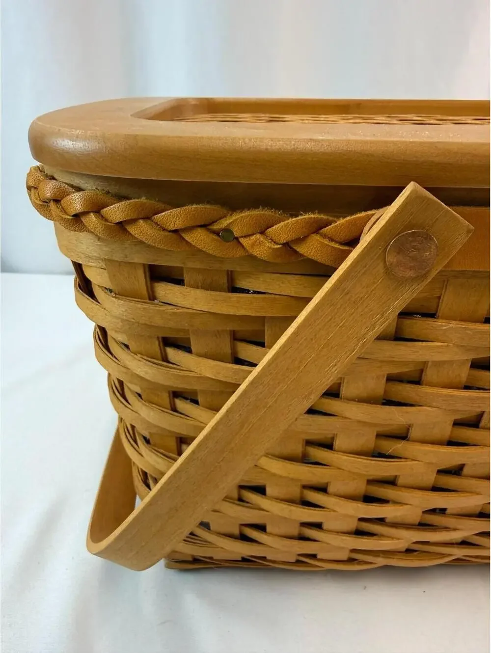 2000 Longaberger Founder’s Market Basket Handwoven Lid Signed To Dad With Love